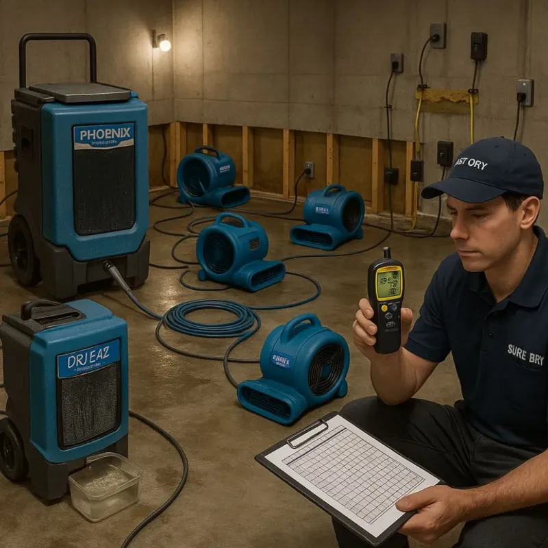 Structural Drying and Dehumidification process in Villalba Municipio, PR